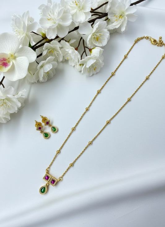 Jadtar 1 Gram Gold Tanmaniya Pendant Set | Traditional Kundan Necklace Design