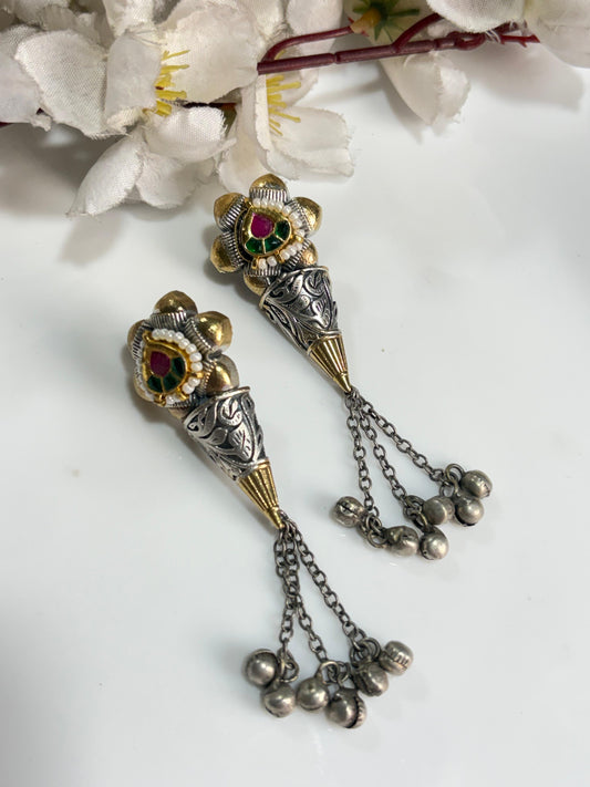 Kundan Dualtone Earrings - Alankrent Luxe