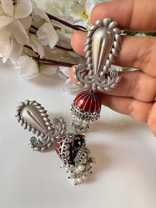 Mayura Meenakari Jhumkas - Handcrafted Ethnic Elegance