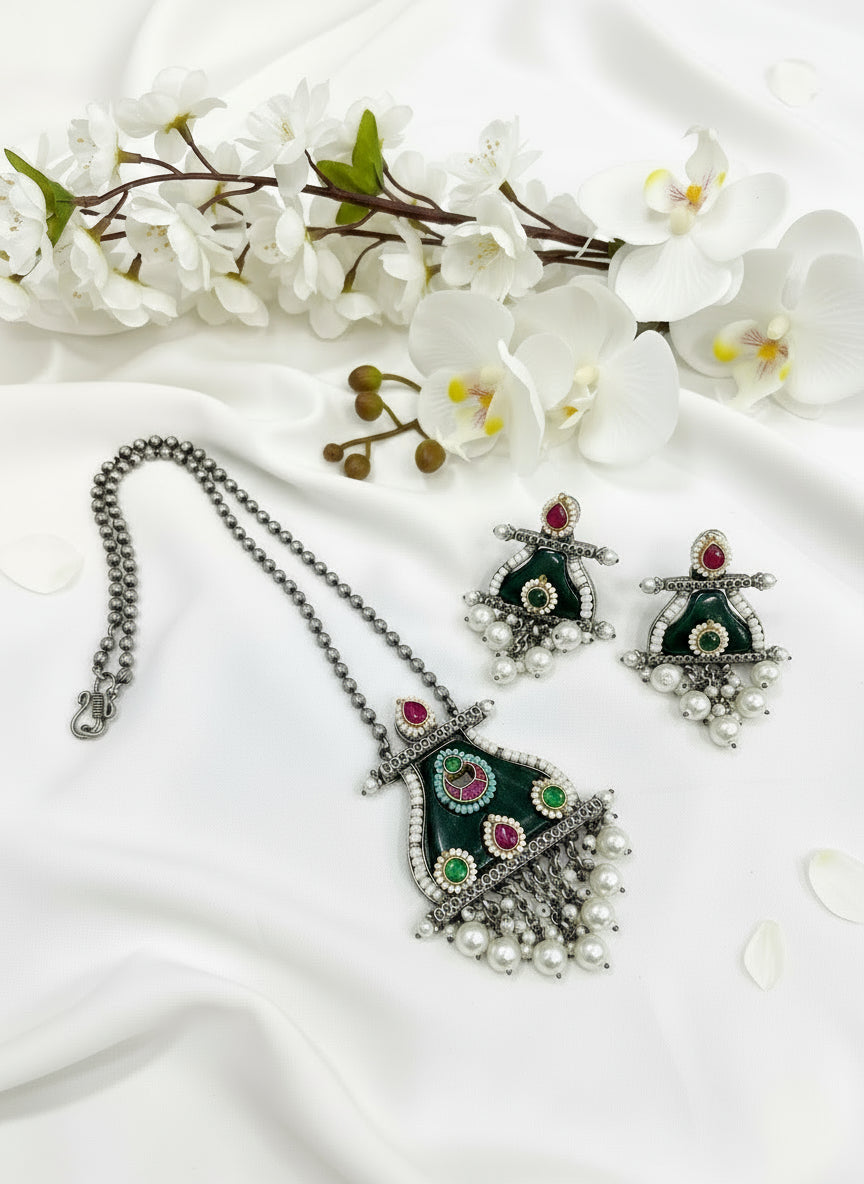 The Ruhani Meenakari Statement Sets | Available in Blue & Maroon