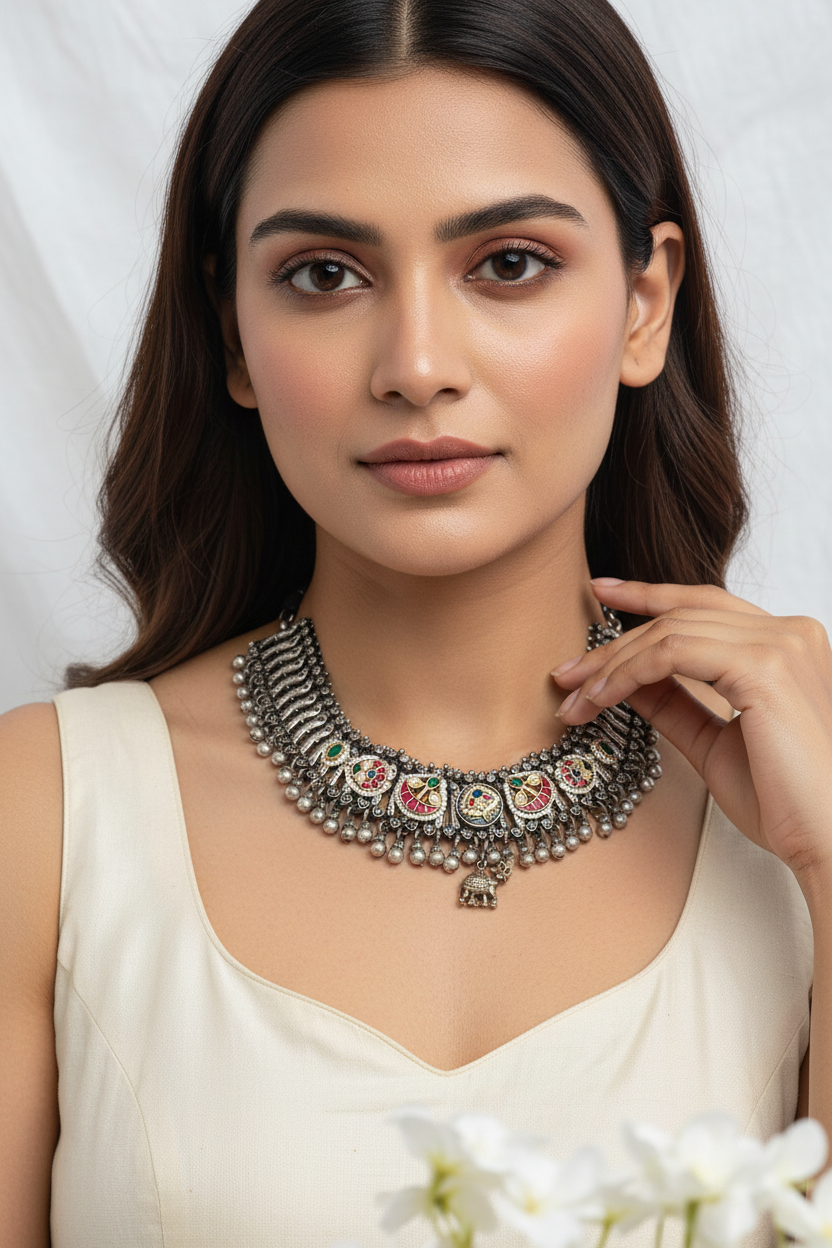 GhungrooRang Pacchi Kundan Choker | Premium Ghungroo Statement Necklace | Festive Jewellery