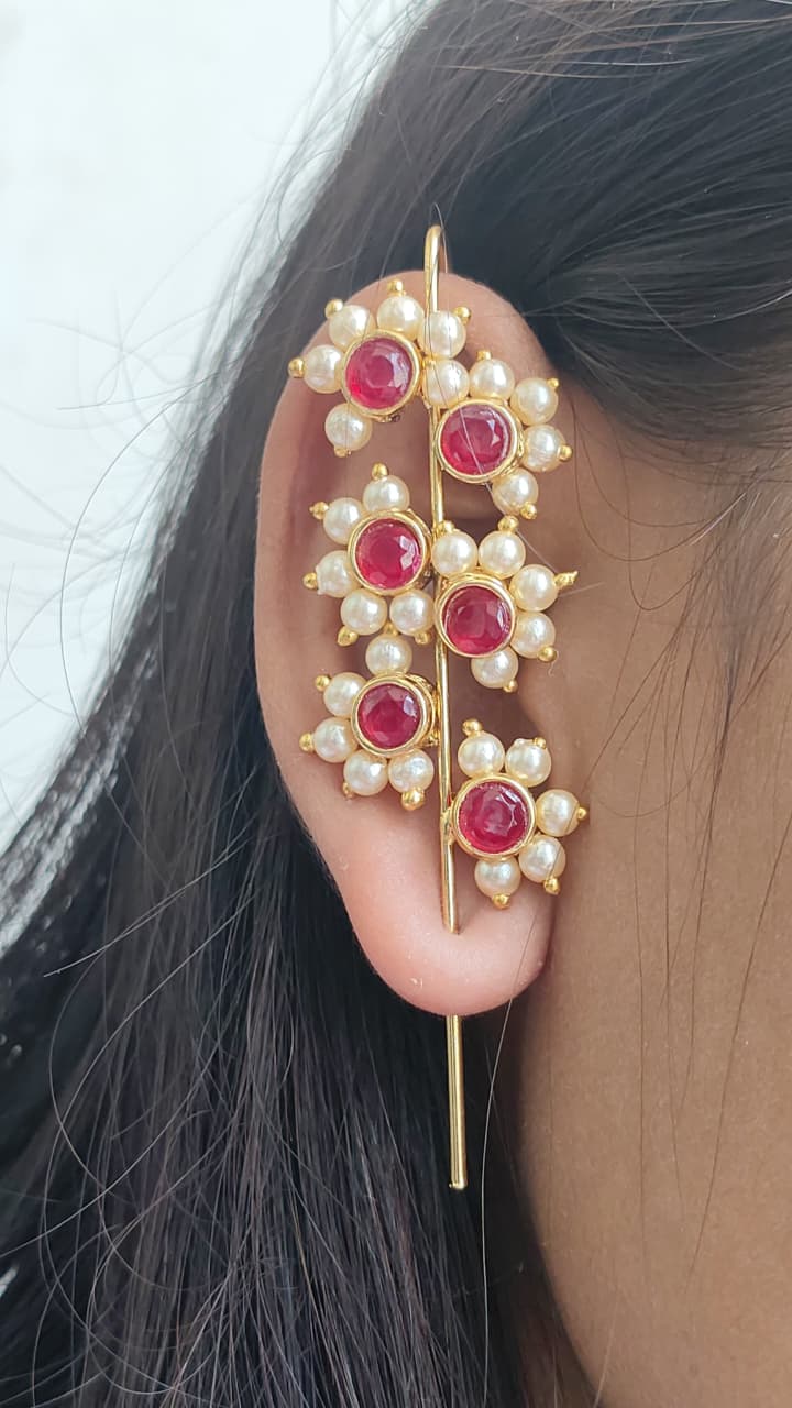 Mayur Pearl Kaan Earcuff | Buy Bahubali Earrings Online India