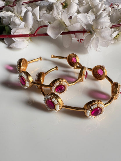 Golden Flexible Stone Bangles for Women | Handcrafted Ethnic Adjustable Bangles