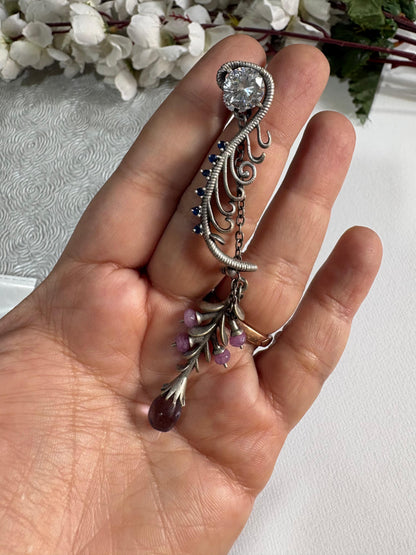 Vine Mist Stone Crystal Long Statement Earrings for Women Online