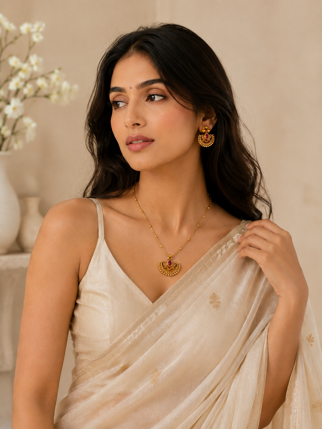 Mayura Peacock Long Necklace Set with Earrings | Traditional Gold Tone Indian Jeqwellery