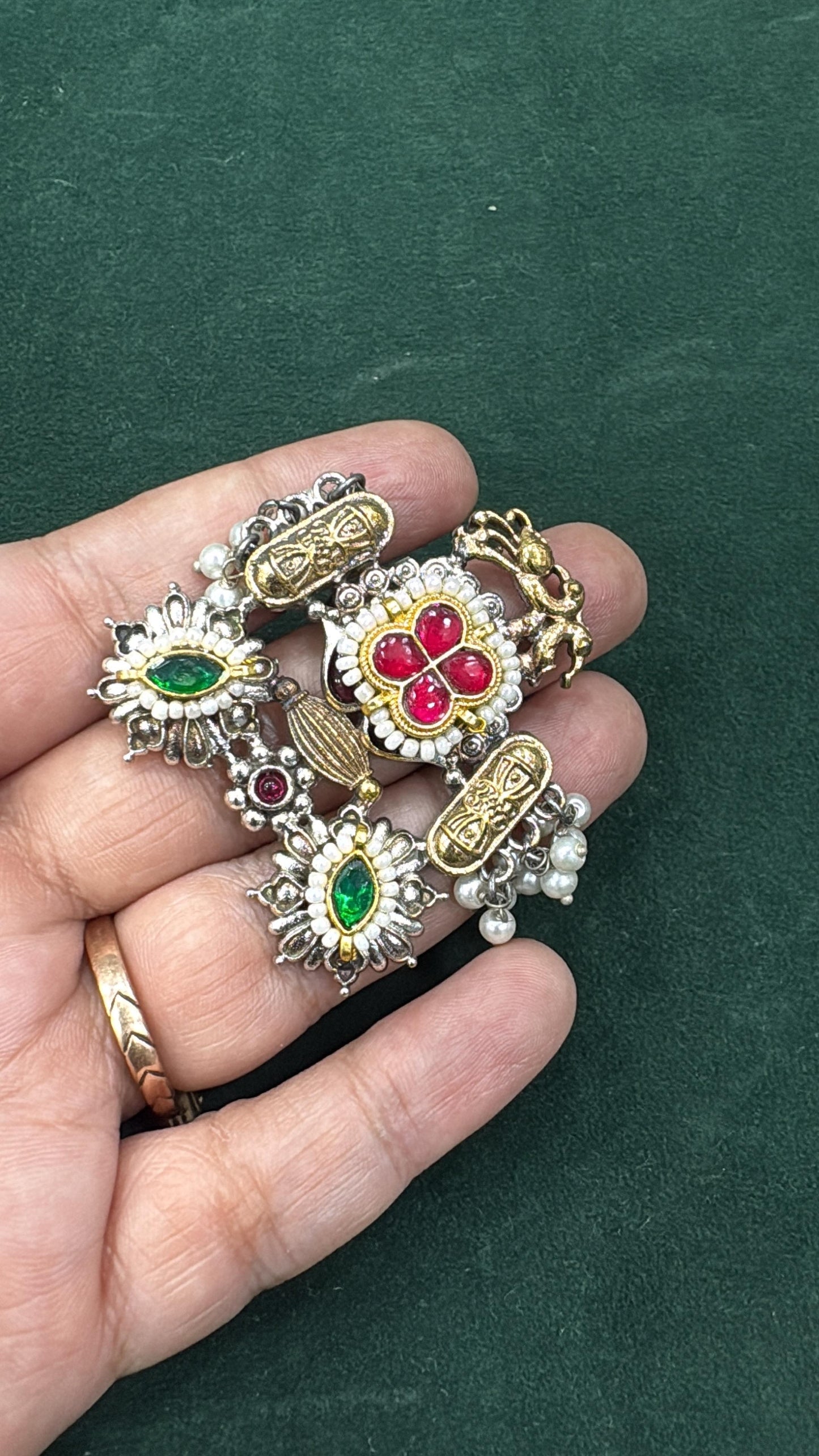 Inara Dual-Tone Kundan Statement Ring | Buy Designer Rings Online