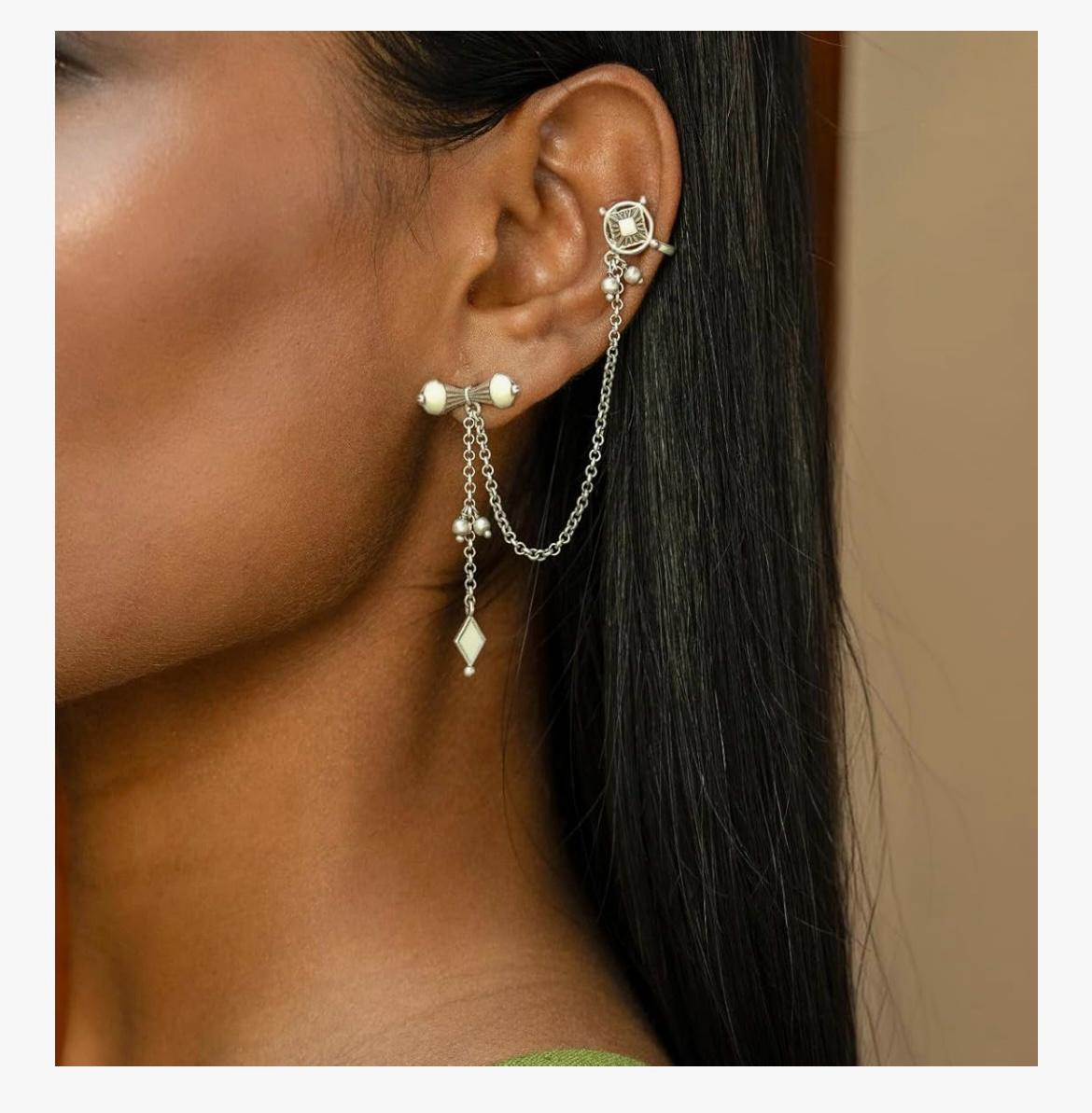 Noorika Premium SLA Ear Cuff Earrings with Chain Online