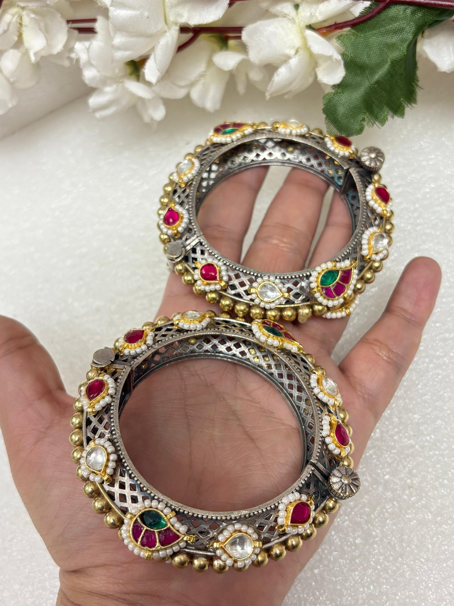 Rani Kundan & Jali Work Kada (Pair) | Small Sizes 2.2/2.4
