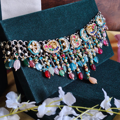 RangMahal Statement Choker | Premium Multicolor Pacchi Kundan Necklace | Festive & Wedding Jewellery