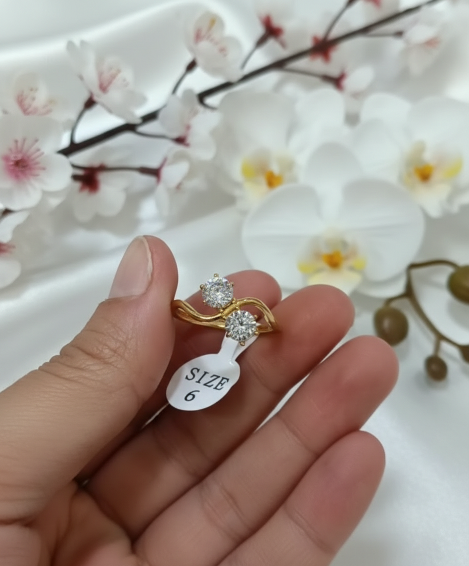 TwinFlare Anti-Tarnish Bypass Ring | Double CZ Statement Ring