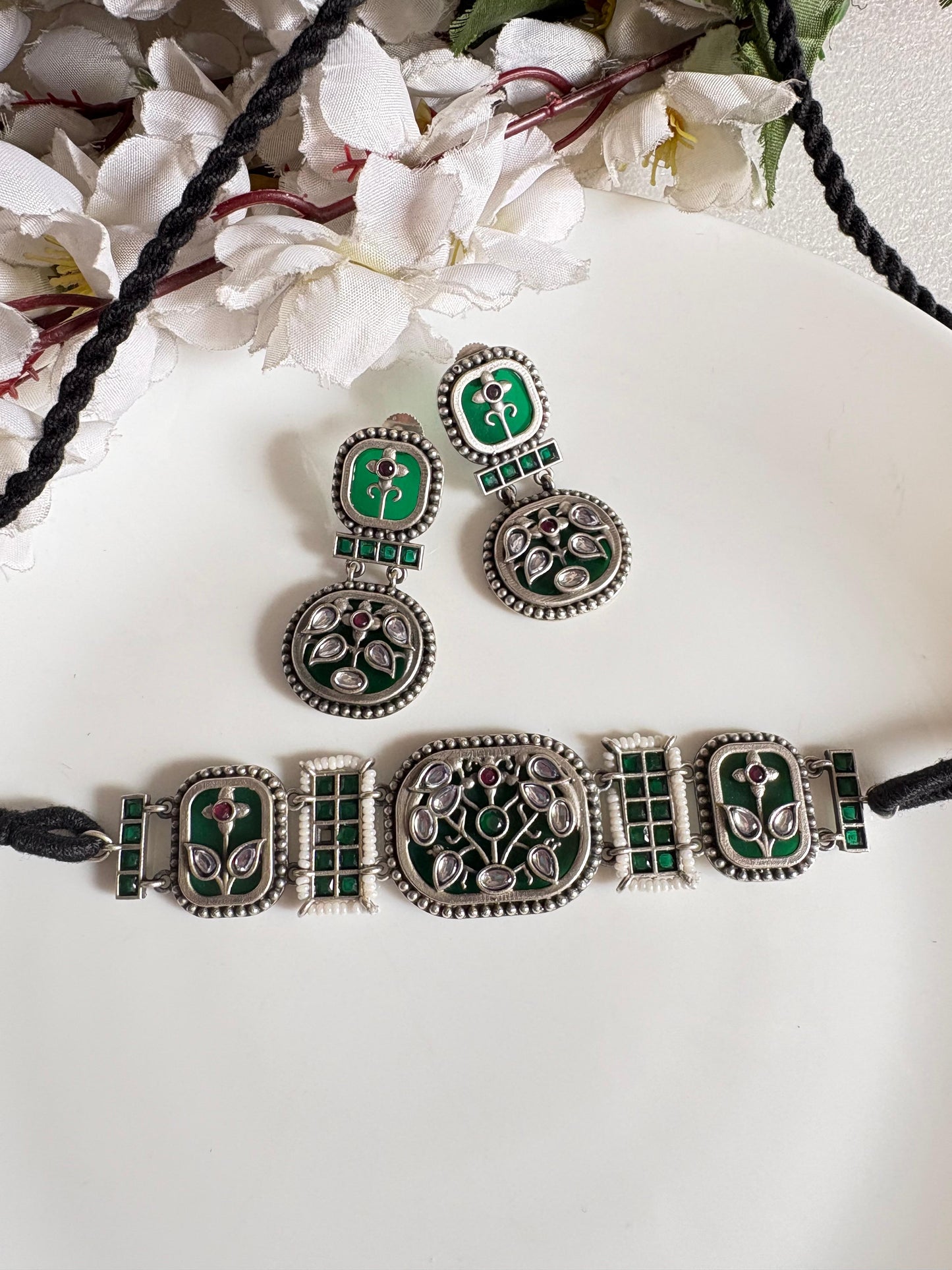Chandrika Noor Trending Thread Choker Necklace Set with Earrings Online
