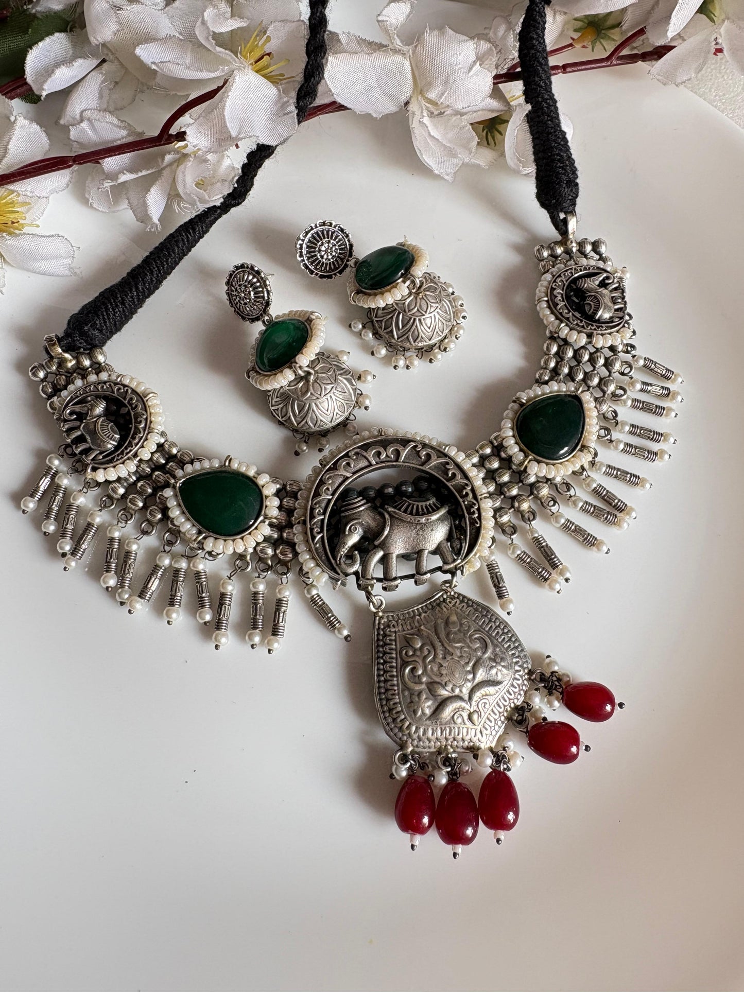 Elephant Hasli Jhumka Set - Alankrent Luxe