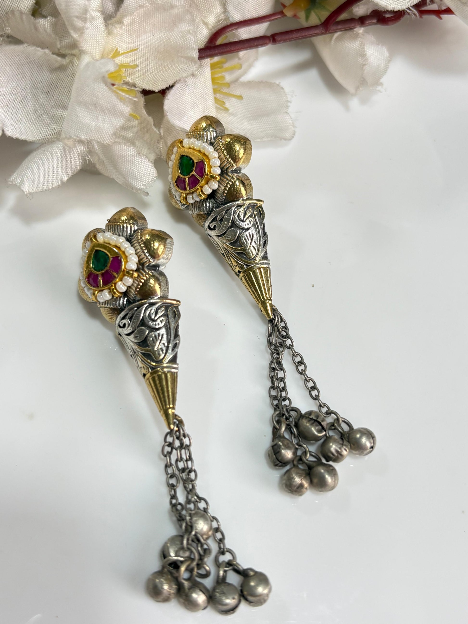Kundan Dualtone Earrings - Alankrent Luxe