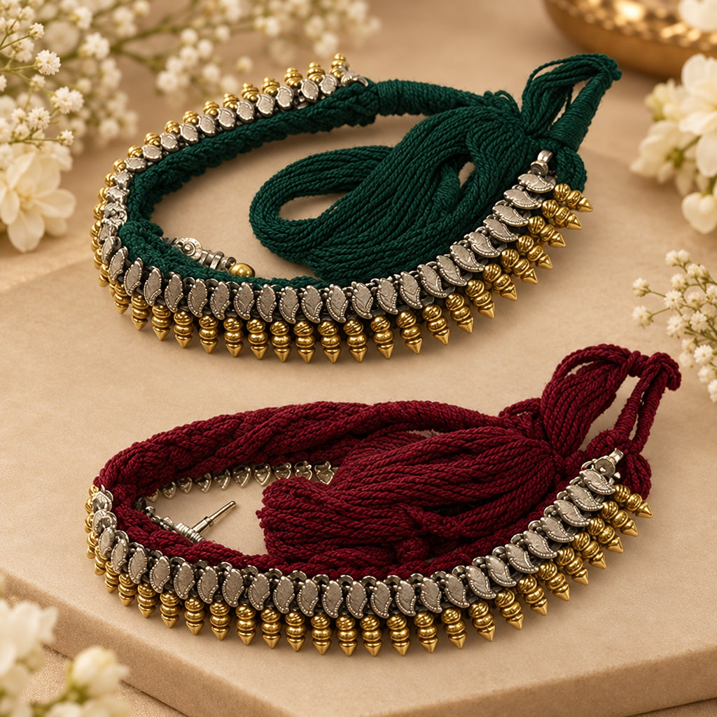 Vanya Dualtone Silver Lookalike Choker Set with Earrings | Traditional Coin Choker Jewellery