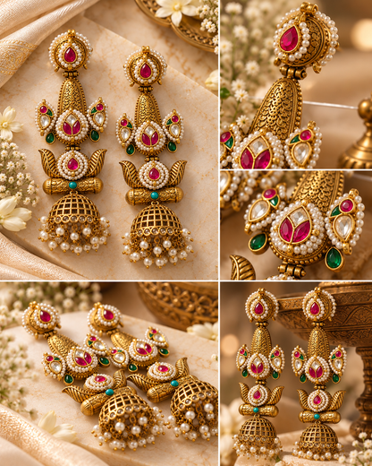Ruhani Apala Polish Premium Kundan Earrings | Traditional Indian Bridal Earrings