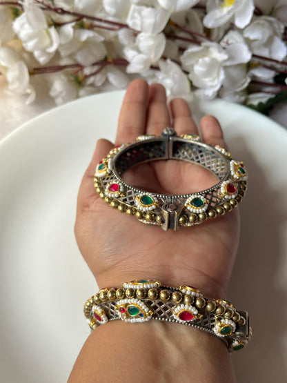 Samira Grand Kundan Jali Kada with Ghungroo Border (Pair)