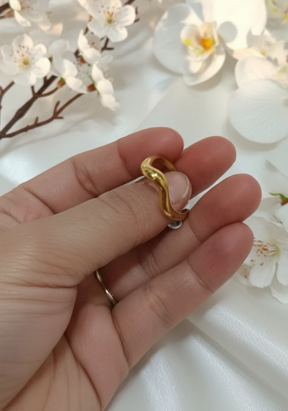 Molten Luxe Anti-Tarnish Adjustable Ring | Sculpted Open Gold Band