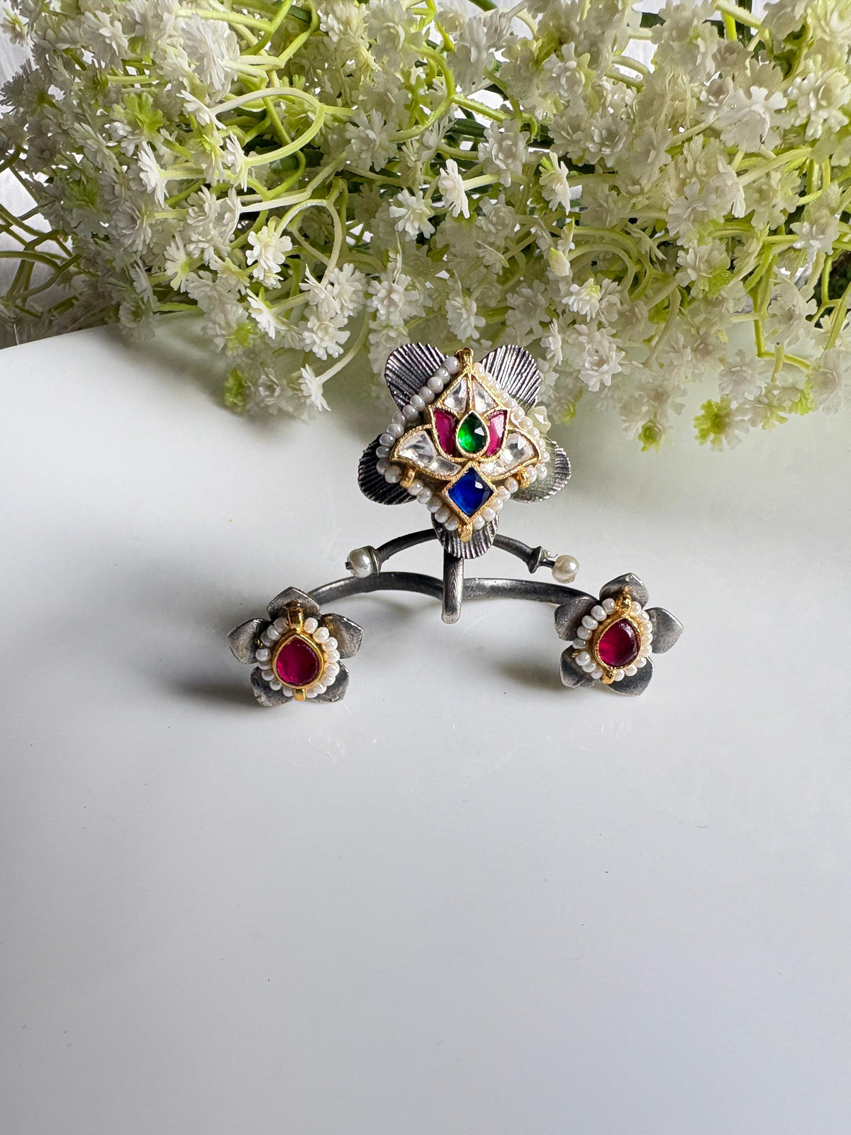 Nayantara SLA Kundan Fusion Adjustable Ring | Multicolour Statement Ring