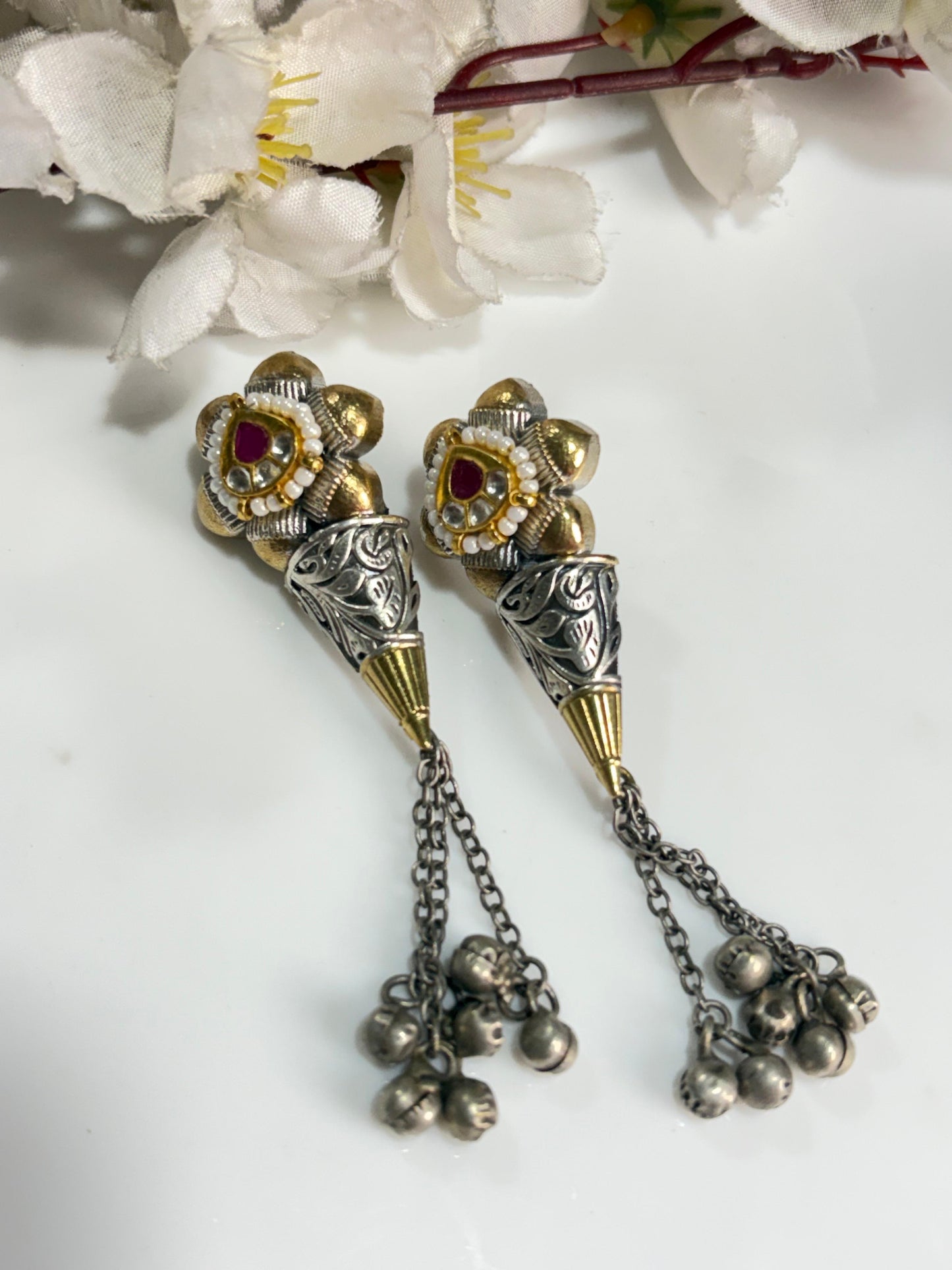 Kundan Dualtone Earrings - Alankrent Luxe