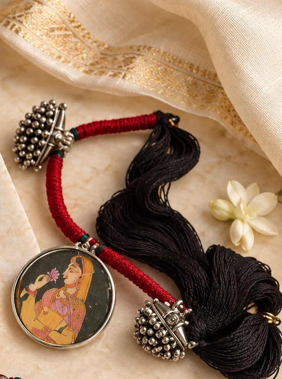 Chitrakala Hand-Painted 2 Pench Thread Necklace | Traditional Indian Necklace