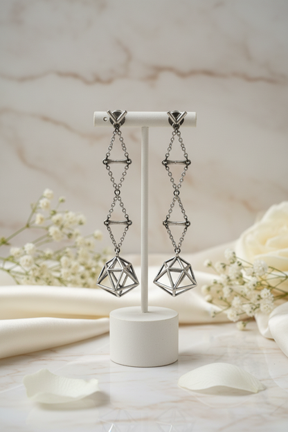 Aarvika Edge Premium SLA Long Statement Earrings Online