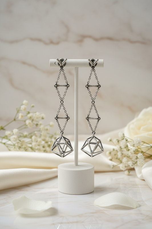 Aarvika Edge Premium SLA Long Statement Earrings Online