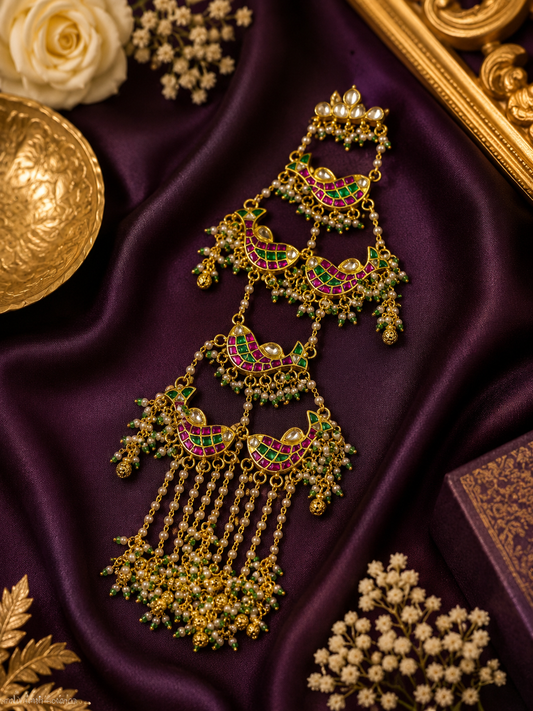 Mayurika Heritage Jadtar Pacchi Kundan Hair Accessory | Bridal Hair Jewellery for Women