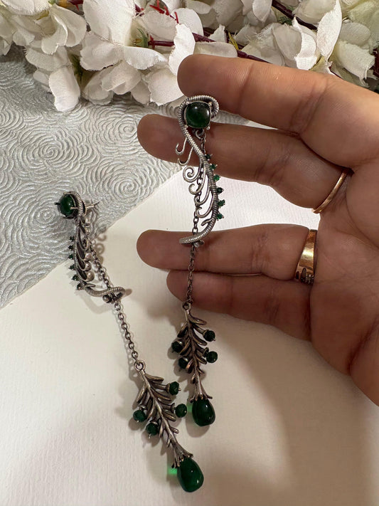 Vine Mist Stone Crystal Long Statement Earrings for Women Online