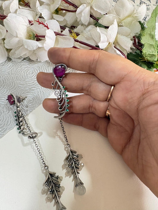 Vine Mist Stone Crystal Long Statement Earrings for Women Online