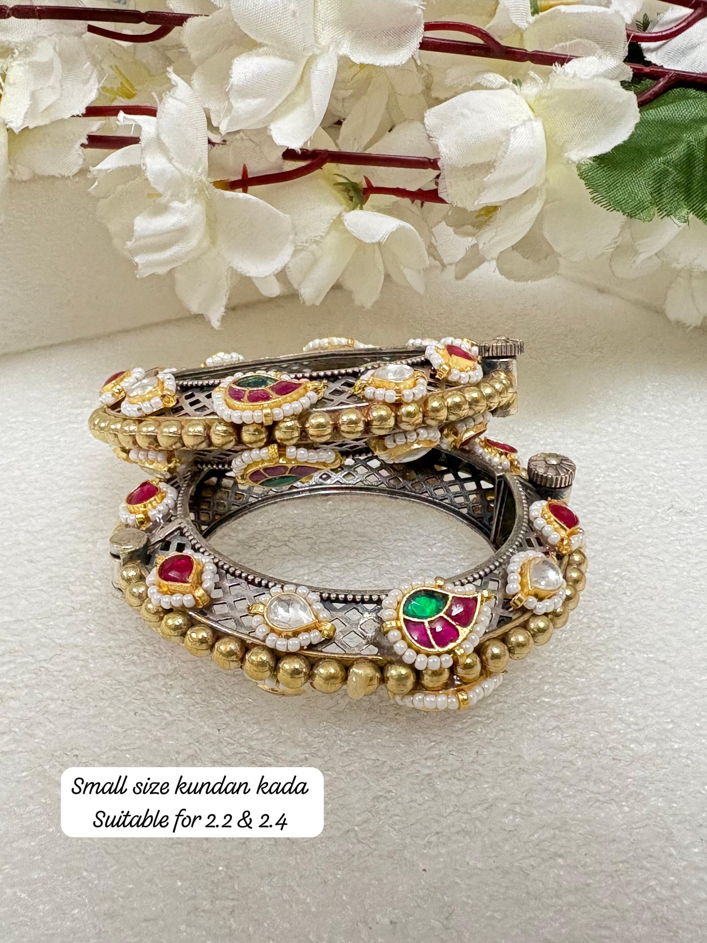 Rani Kundan & Jali Work Kada (Pair) | Small Sizes 2.2/2.4