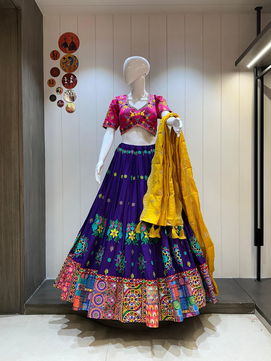 Rangrez Popat Chaniya Choli with Mirror Work & Chanderi Dupatta