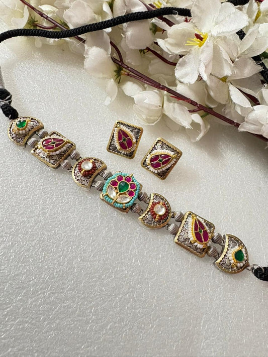 Aarohi Firoza & Kundan Dual-Tone Choker Necklace Set
