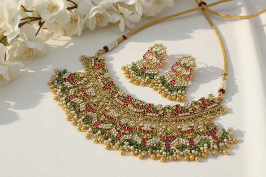 Handcrafted Pacchi Kundan Choker Set with Earrings | Bridal Statement Jewellery – Alankrent