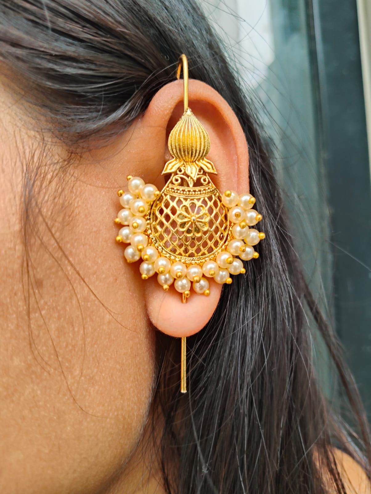 Mayur Pearl Kaan Earcuff | Buy Bahubali Earrings Online India