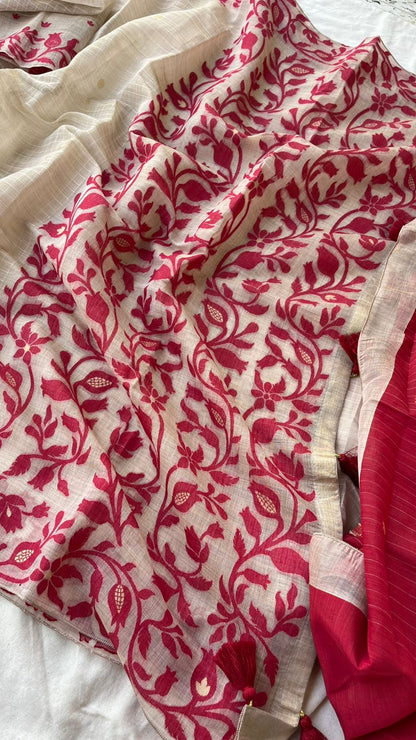 Premium Soft Linen Saree with Weaving Work Design