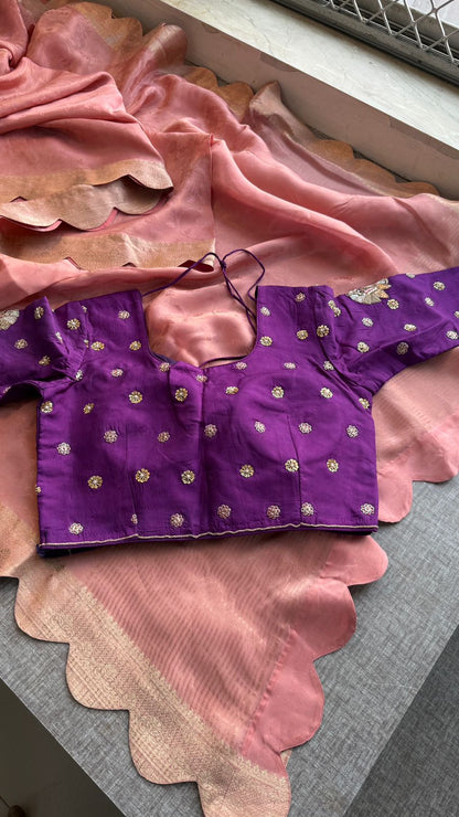 Pure Cosmo Munga Silk Saree with Zardozi & Pearl Work | Luxury Ethnic Wear