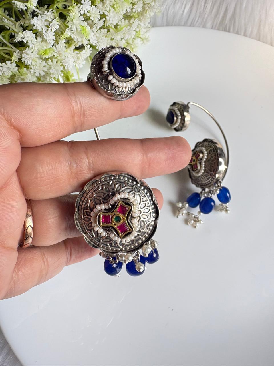 Vamshika Kundan Fusion Stone Ear Cuffs | Traditional Indian Statement Earrings