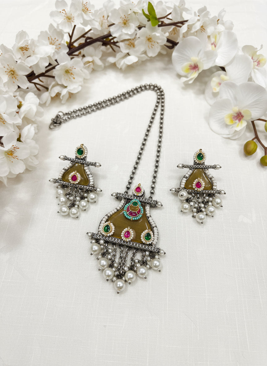 The Ruhani Meenakari Statement Sets | Available in Blue & Maroon
