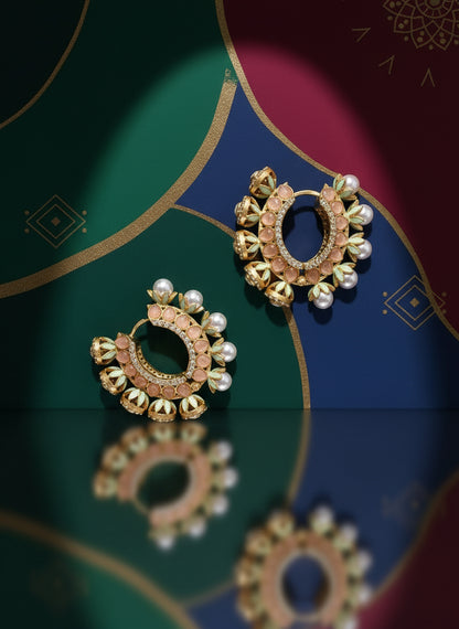 Nayantara Kundan Hoop Earrings | Ruby-Green Meenakari | Luxury Traditional Indian Jhumka Hoop