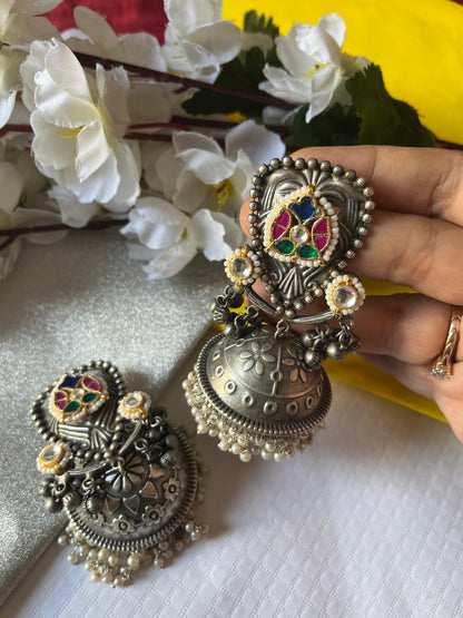 ShreePatra SLA Kundan Fusion Jhumka Earrings – Alankrent Exclusive
