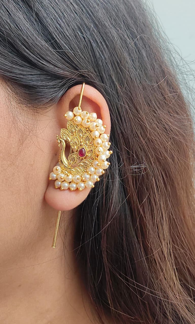 Mayur Pearl Kaan Earcuff | Buy Bahubali Earrings Online India