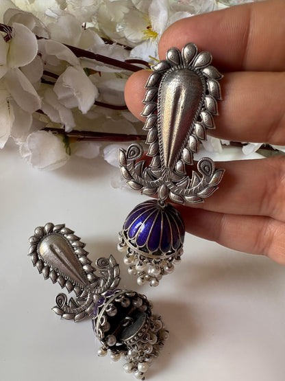 Mayura Meenakari Jhumkas - Handcrafted Ethnic Elegance