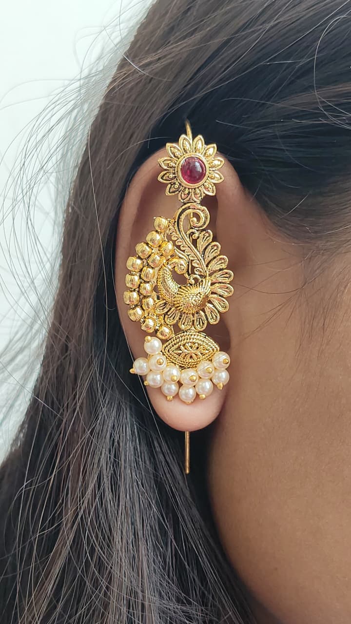 Mayur Pearl Kaan Earcuff | Buy Bahubali Earrings Online India