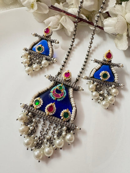 The Ruhani Meenakari Statement Sets | Available in Blue & Maroon