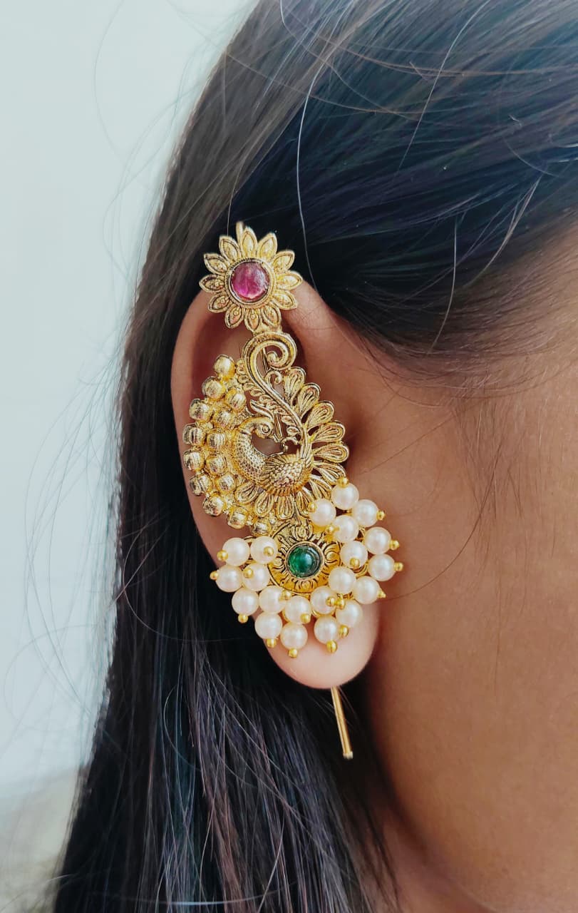 Mayur Pearl Kaan Earcuff | Buy Bahubali Earrings Online India
