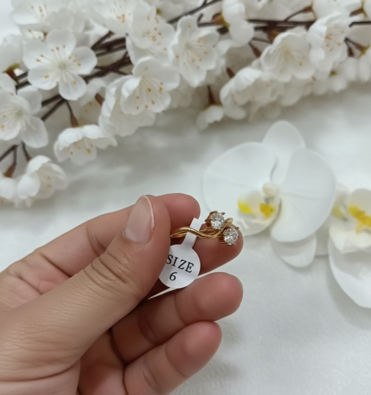 TwinFlare Anti-Tarnish Bypass Ring | Double CZ Statement Ring