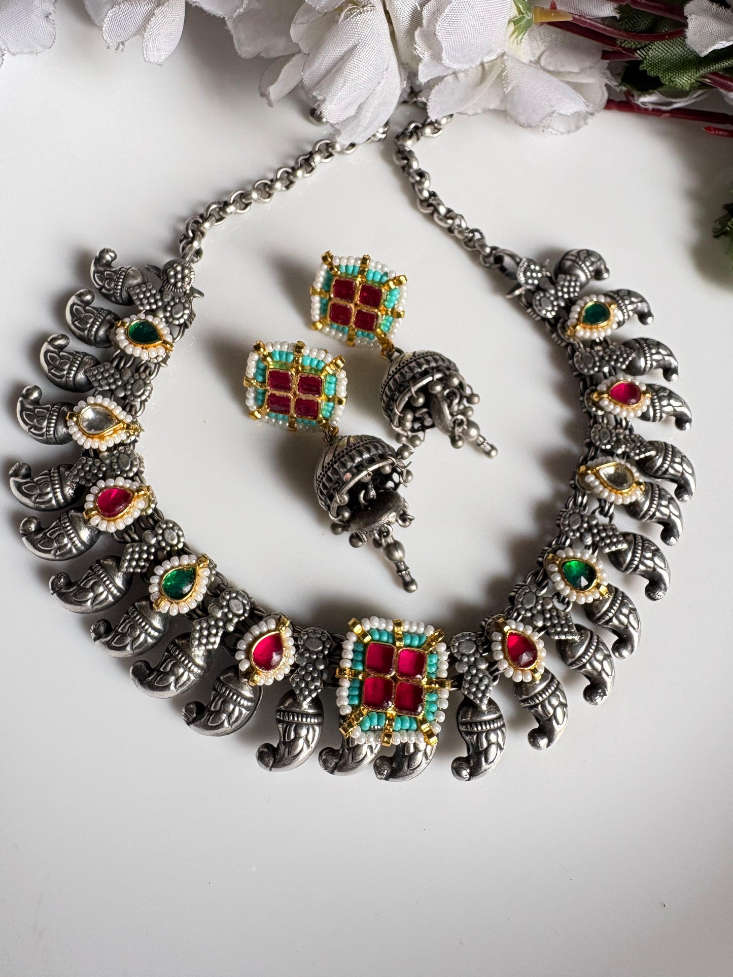 Ruhvika Kolhapuri Kundan Fusion Necklace Set with Earrings | Budget Collection | Kundan Jewellery India | Premium Indian Jewellery