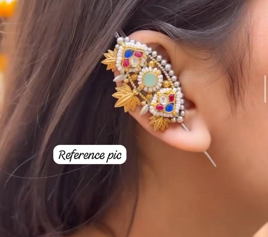 Stone Floral Meenakari Earcuff – Handcrafted Traditional & Trendy Ear Jewellery | Alankrent Luxe