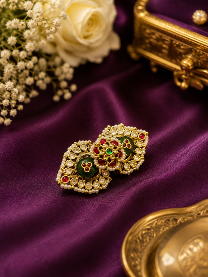 Ratnashree Heritage Jadtar Pacchi Kundan Dual Finger Ring | Premium Traditional Statement Ring for Women