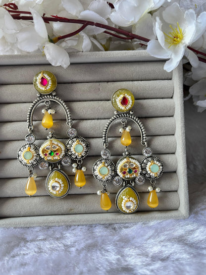 Paneri Pachi Kundan Chandbali Earrings | Brass Base | Premium Pachi Work | Festive & Wedding Jewellery